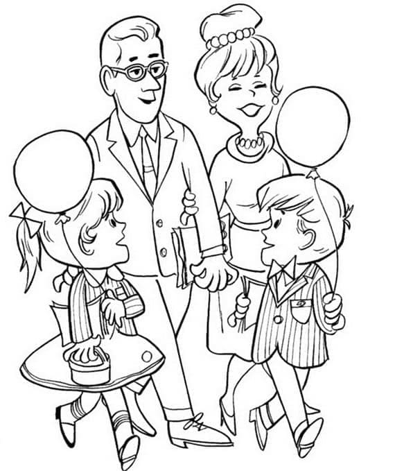 Yazdırılabilir Aile Boyama Sayfası