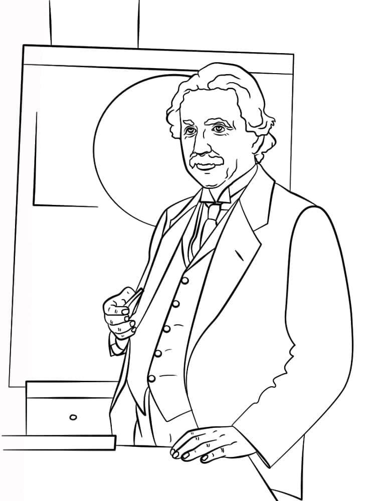 Yazdırılabilir Albert Einstein Boyama Sayfası