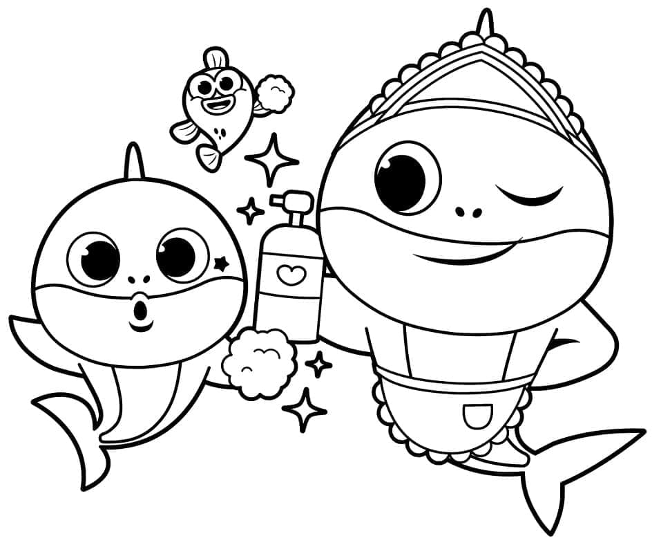 Yazdırılabilir Baby Shark görsel Boyama Sayfası