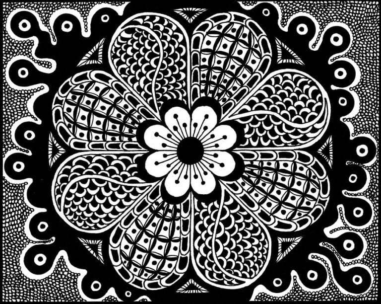 Yazdırılabilir Bedava Zentangle Boyama Sayfası