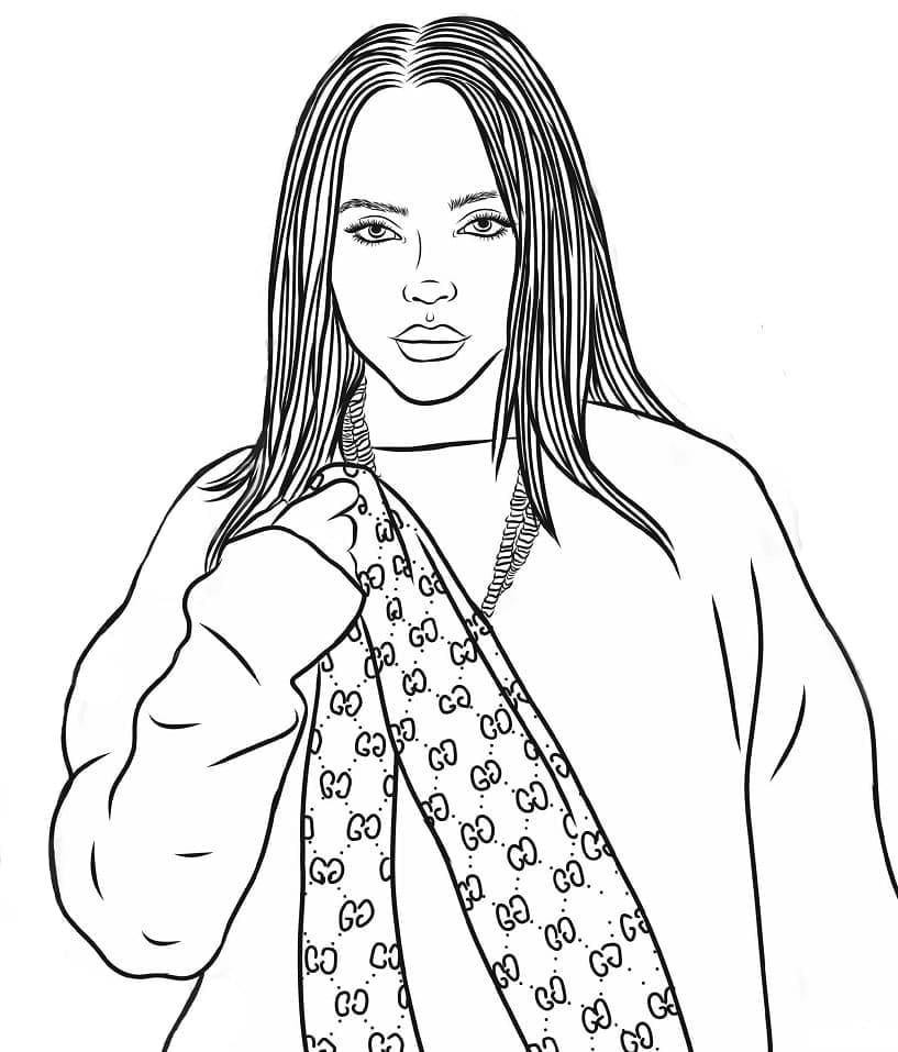 Yazdırılabilir Billie Eilish Boyama Sayfası