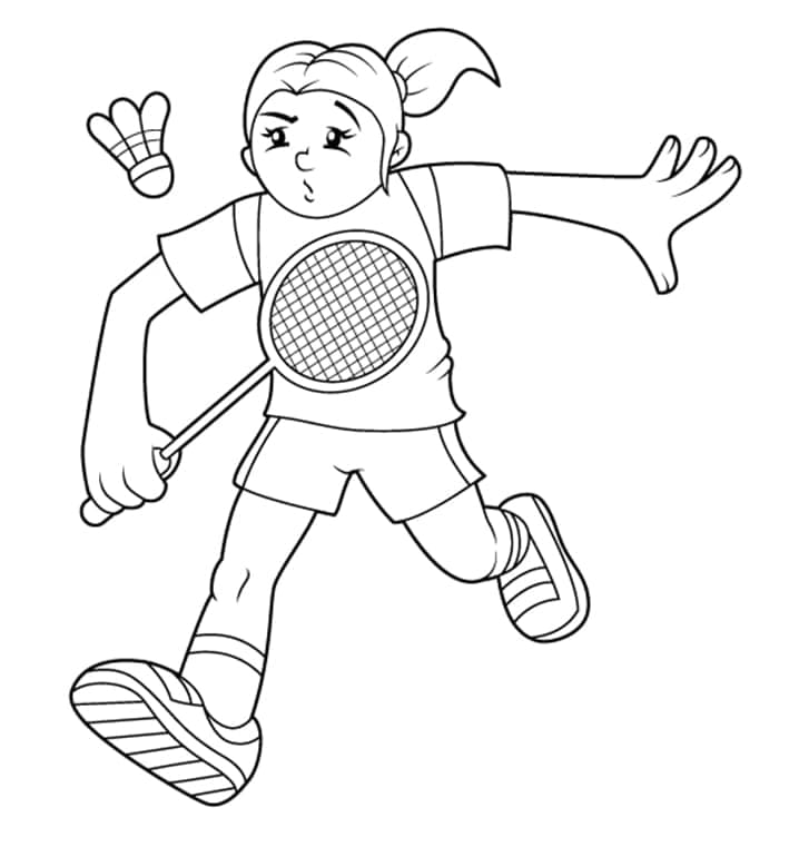 Yazdırılabilir Çocuklar için Badminton Boyama Sayfası