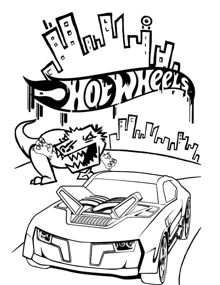 Yazdırılabilir Hot Wheels çizim dosyası Boyama Sayfası