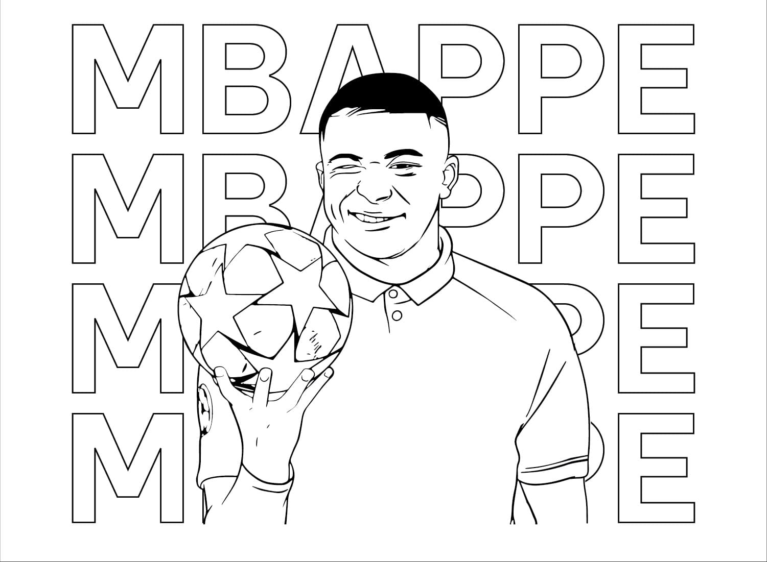 Yazdırılabilir Kylian Mbappe Çocuklar İçin Boyama Sayfası