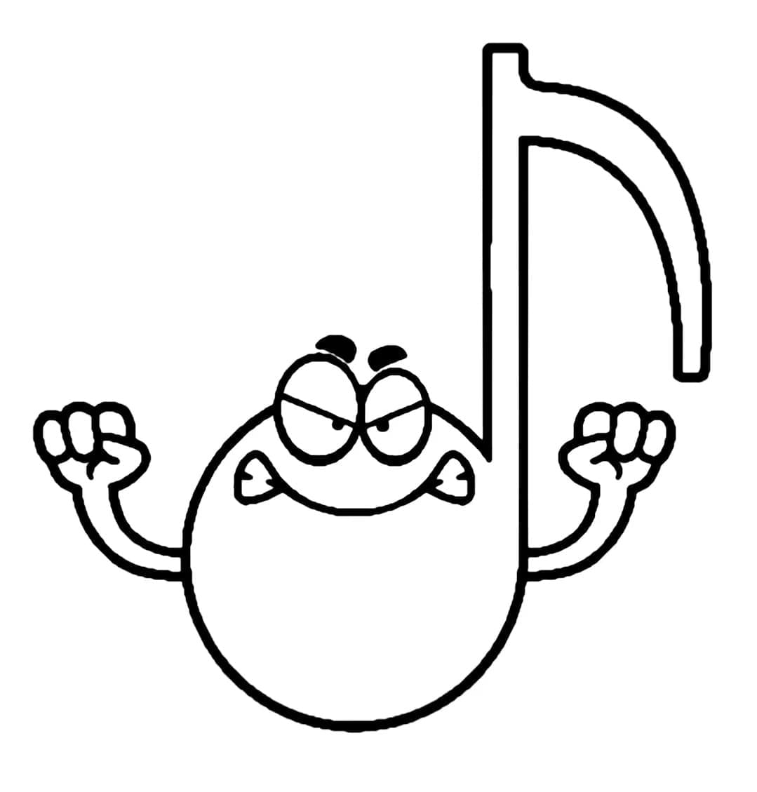 Yazdırılabilir Müzik Notaları görsel Boyama Sayfası