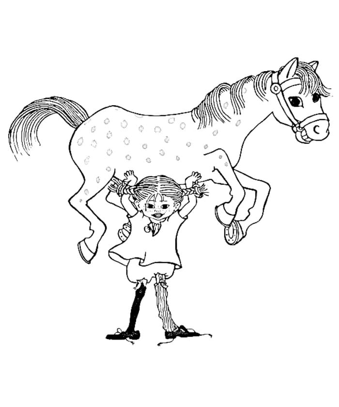 Yazdırılabilir Pippi Uzunçorap Boyama Sayfası
