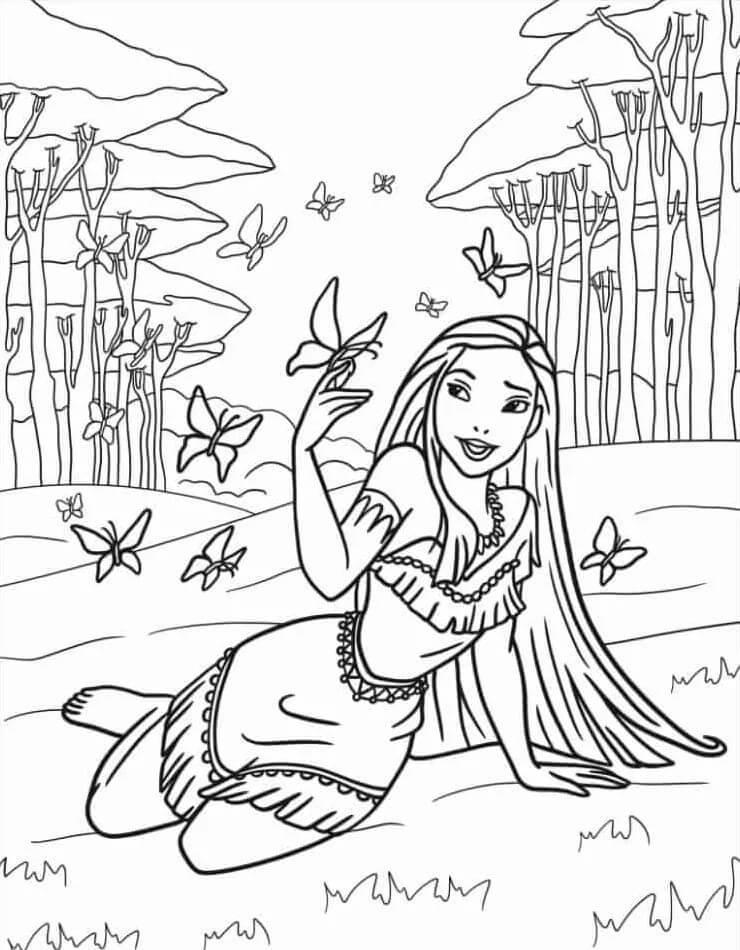 Yazdırılabilir Pocahontas Resmi Boyama Sayfası