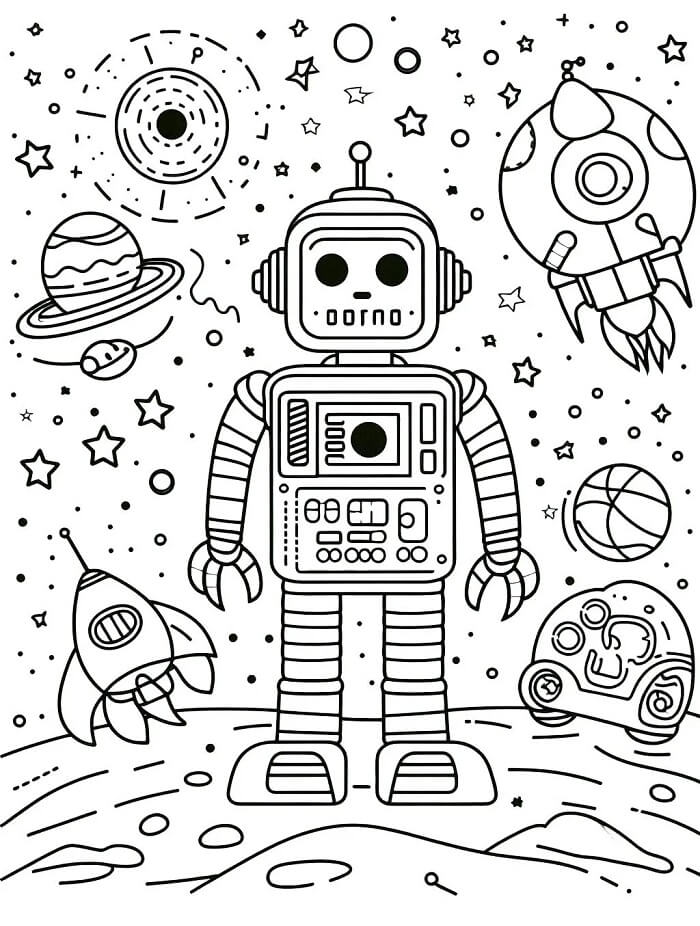 Yazdırılabilir Robot Ücretsiz Boyama Sayfası