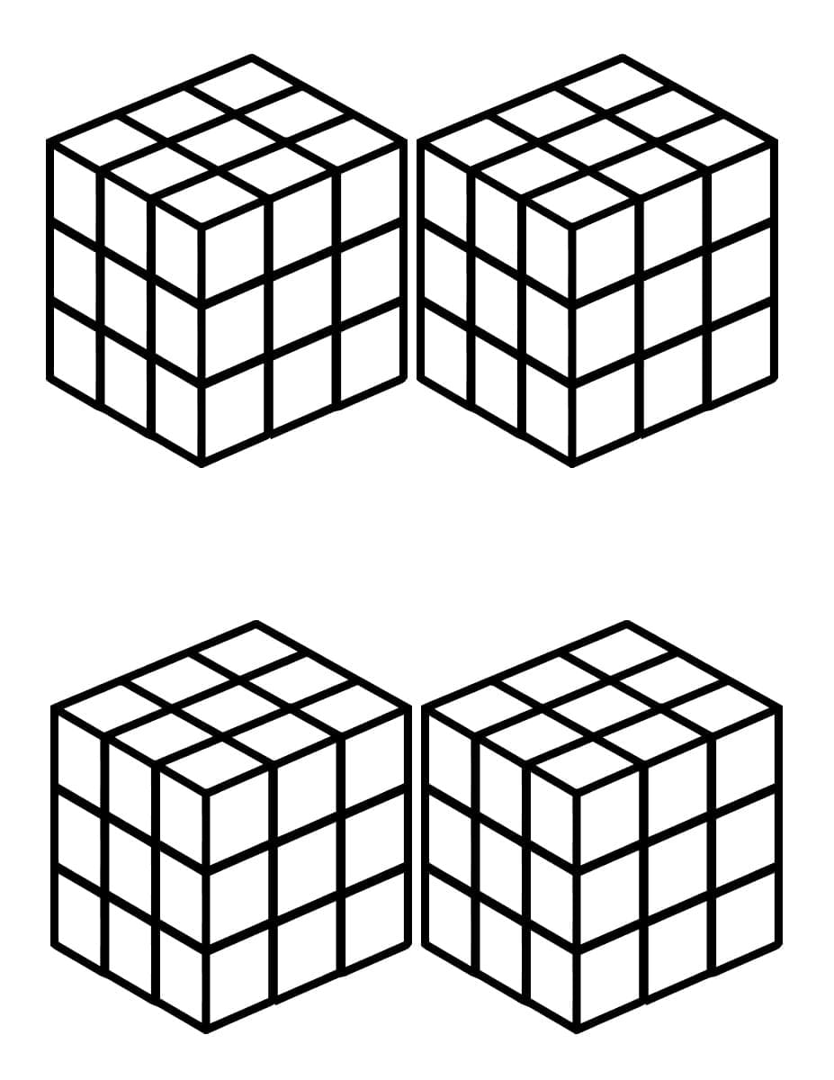 Yazdırılabilir Rubik bedava Boyama Sayfası