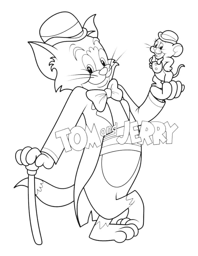 Yazdırılabilir Tom ve Jerry Çocuklara Boyama Sayfası