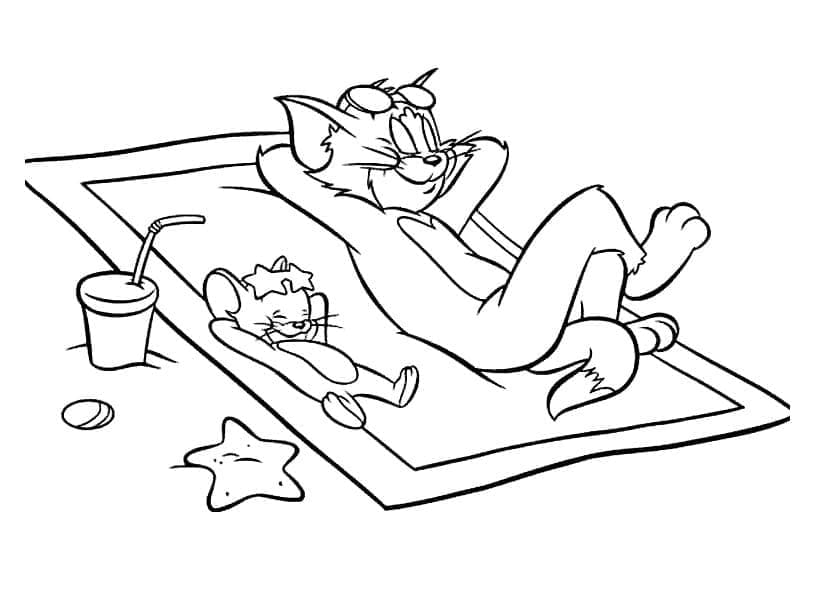 Yazdırılabilir Tom ve Jerry Boyama Sayfası
