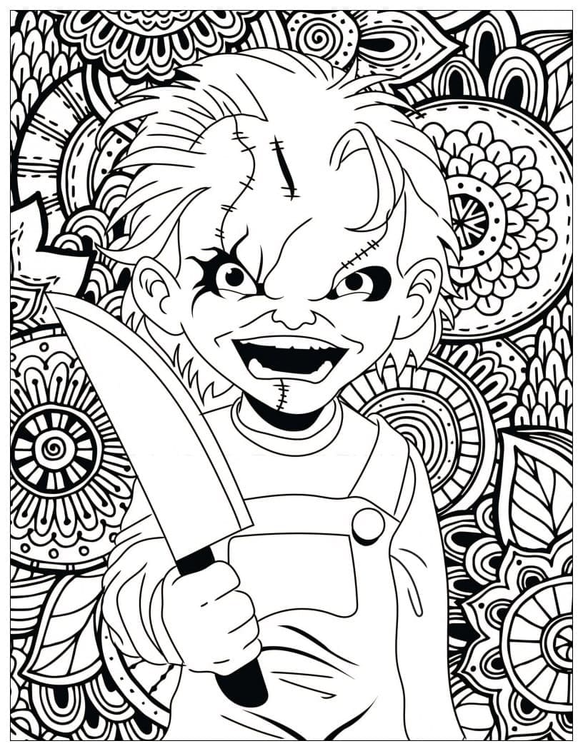 Yazdırılabilir Ücretsiz Chucky Boyama Sayfası