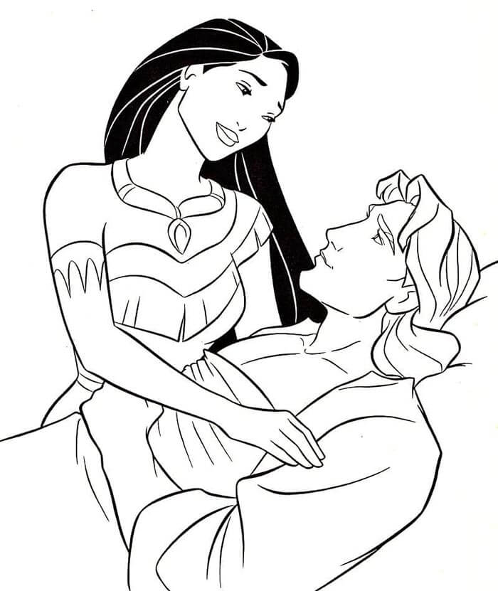 Yazdırılır Pocahontas Görseli Boyama Sayfası