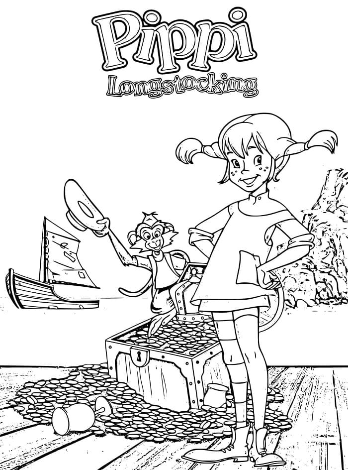 Yazdırmalık Pippi Uzunçorap Görseli Boyama Sayfası