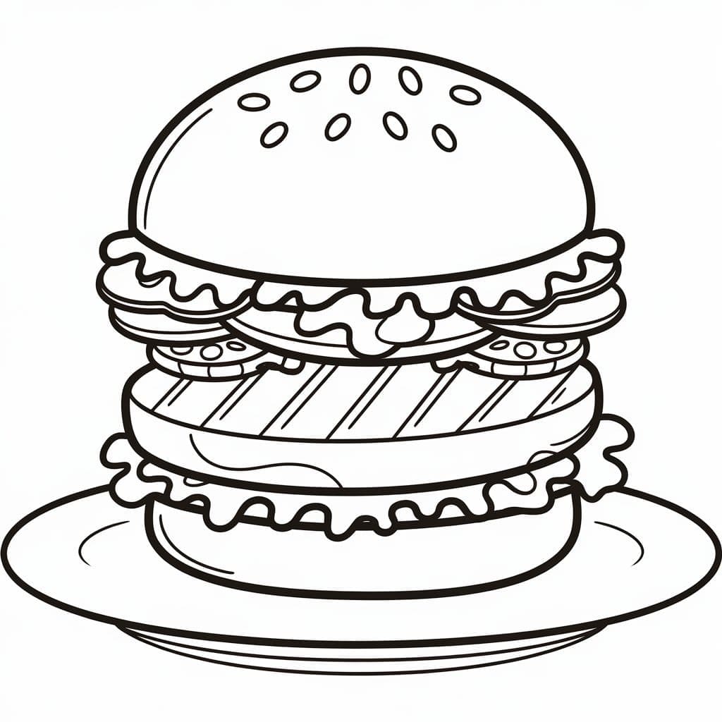 3 Yaş Çocuklar İçin Hamburger Boyama Sayfası