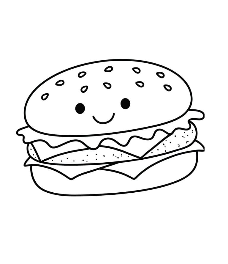 6 Yaş Çocuklar İçin Hamburger Boyama Sayfası