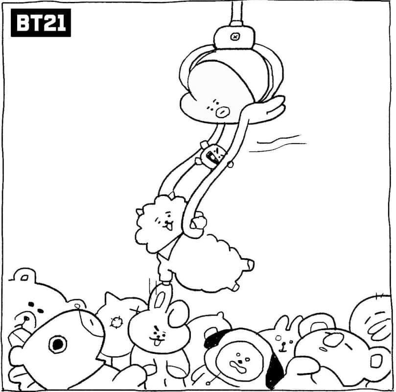Bedava Yazdırılabilir BT21 Boyama Sayfası