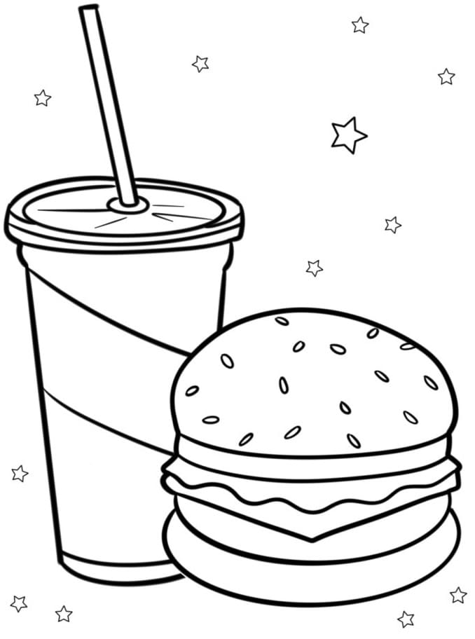 Bedava Yazdırılacak Hamburger Boyama Sayfası