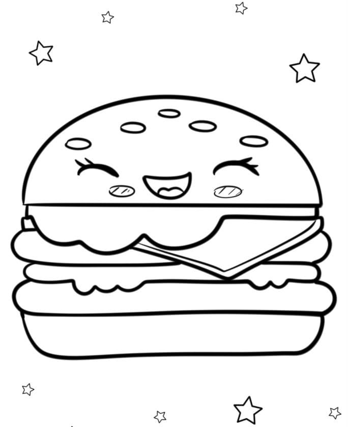 Çocuklar İçin Bedava Hamburger Boyama Sayfası