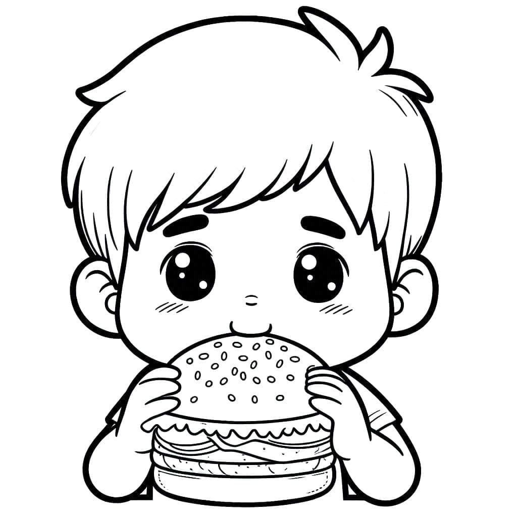 Çocuklar İçin Hamburger Yazdırılabilir Boyama Sayfası
