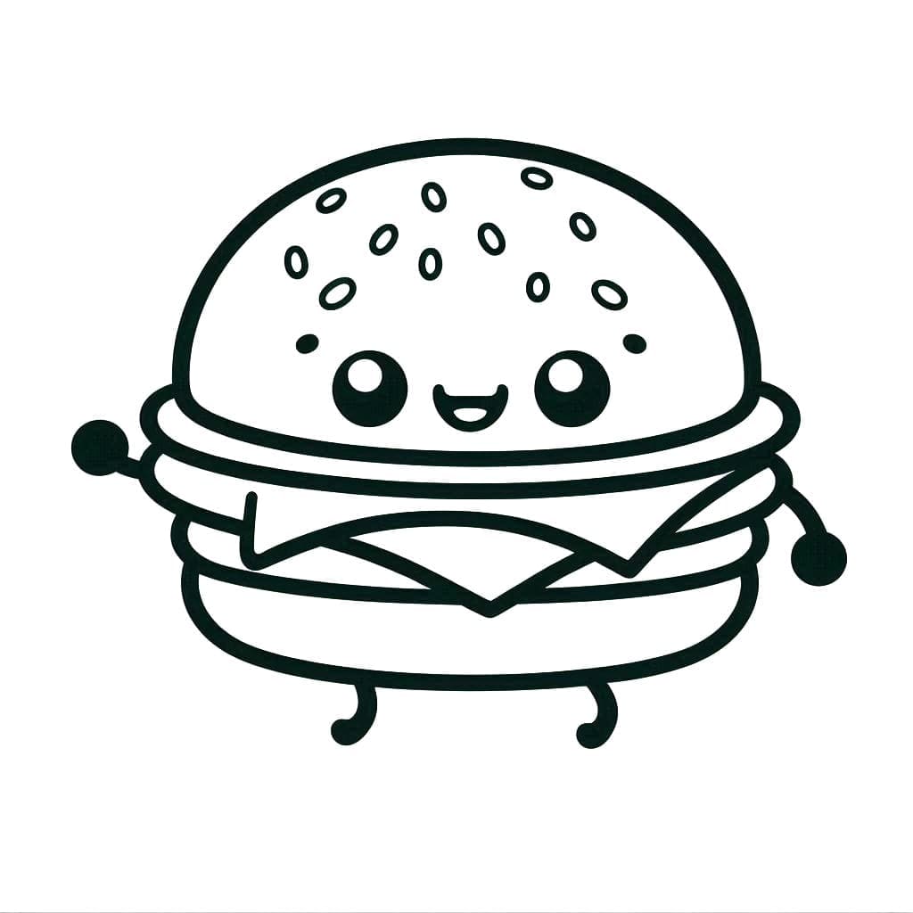 Çocuklar İçin Ücretsiz Hamburger Boyama Sayfası