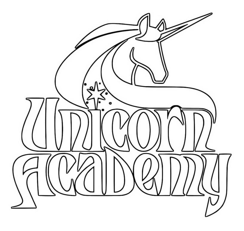 Çocuklar İçin Ücretsiz Unicorn Akademisi Boyama Sayfası