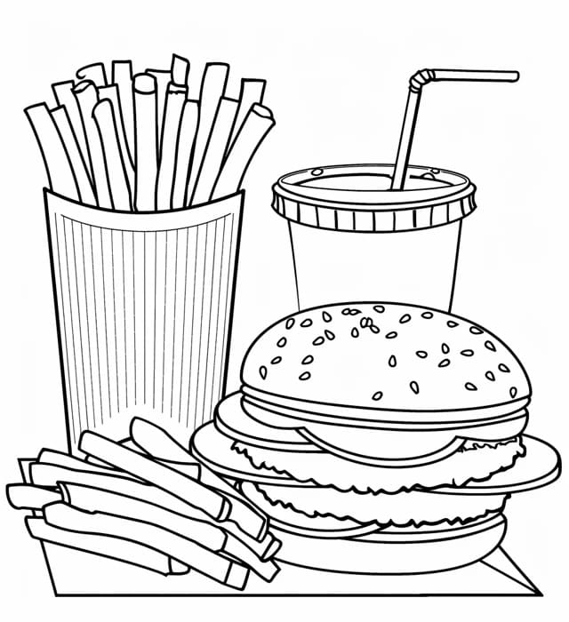 Çocuklar İçin Yazdırılabilir Hamburger Boyama Sayfası