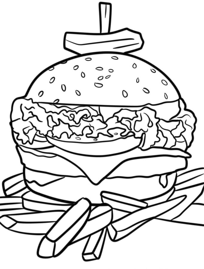 Hamburger Görseli Boyama Sayfası