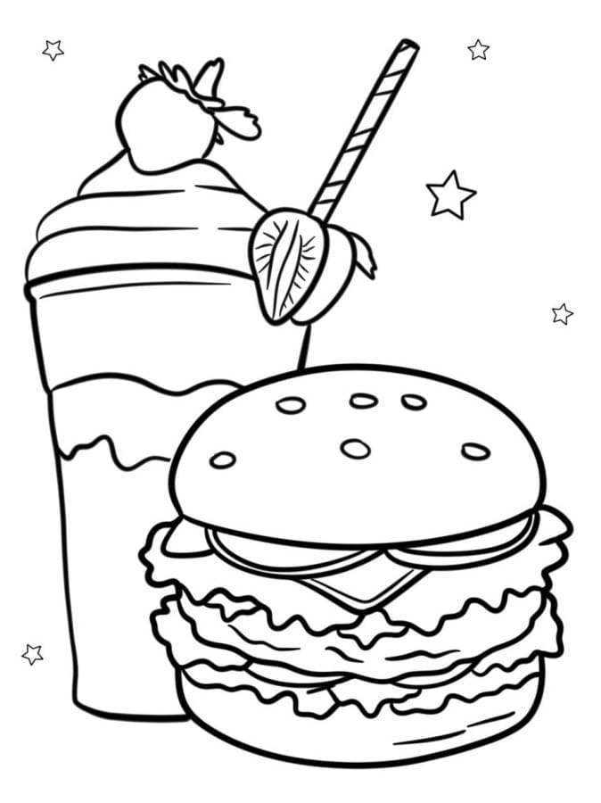 Hamburger Ücretsiz Boyama Sayfası