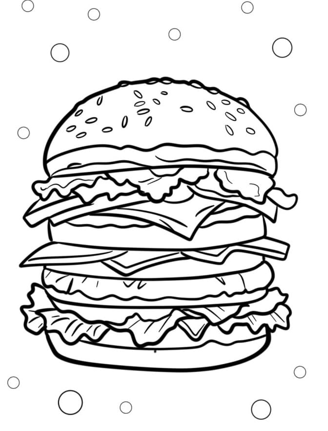 Hamburger Yazdırılabilir Ücretsiz Boyama Sayfası