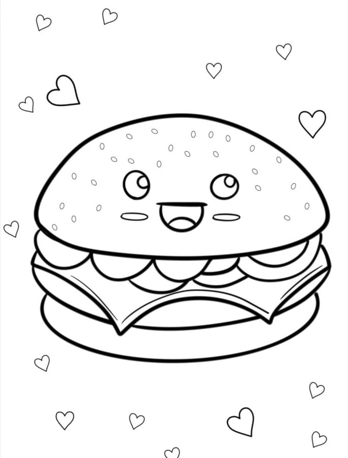 Hamburger Yazdırılabilir Boyama Sayfası