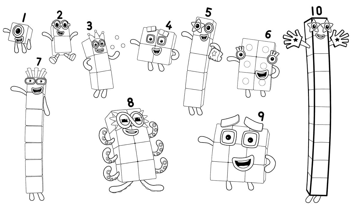 Sevimli Numberblocks boyama sayfası