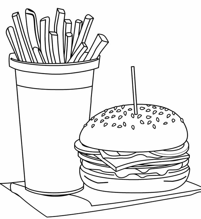 Yazdırılabilir Bedava Hamburger Boyama Sayfası