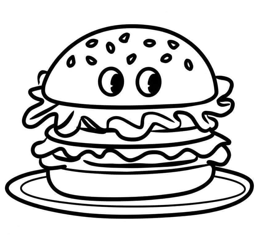 Yazdırılabilir Hamburger Resmi Boyama Sayfası