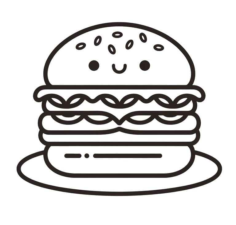 Yazdırılabilir Ücretsiz Hamburger Boyama Sayfası